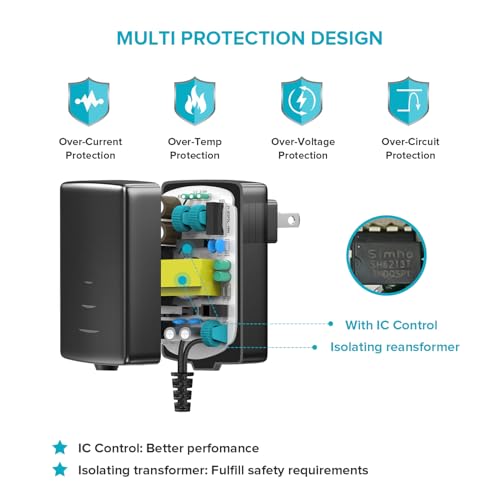POWSEED 15W 5V 3A 2A 1A Power Supply Adapter USB C Wall Charger Cord for Android Tablets Phone Webcam Digital Cameras Routers Toys Recorder Bluetooth Speaker TV Box GPS, 8 Tips Mini USB Micro USB - Image 5