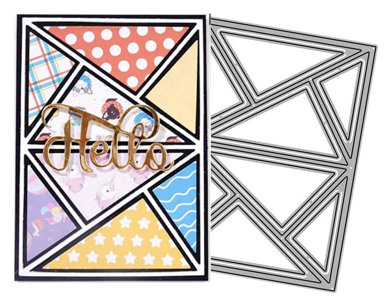 Mvchifay Cutting Dies for Card Making Metal Die-Cuts Scrapbooking Tool Hollow Frame DIY Craft Punch Template Embossing for Paper Album Decor (Big Triangle Rectangle frame-10.1x14cm) - Image 1