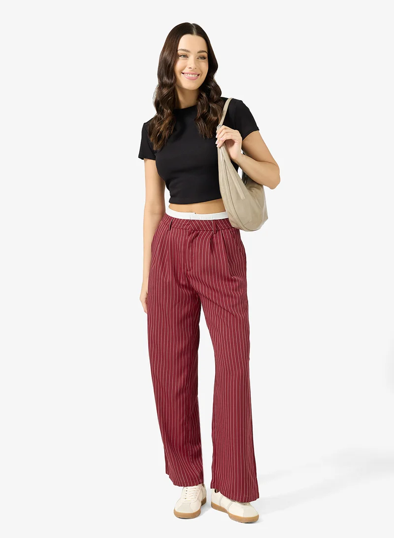Ginger Contrast Waistband Straight Fit Pants