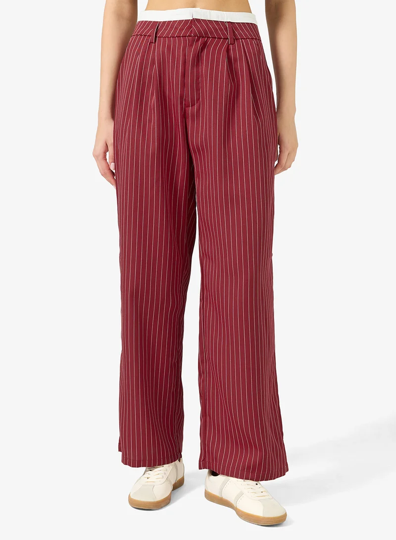 Ginger Contrast Waistband Straight Fit Pants
