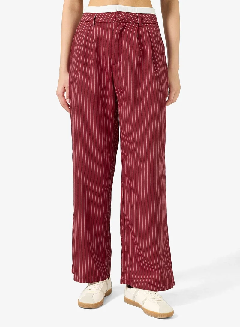 Ginger Contrast Waistband Straight Fit Pants