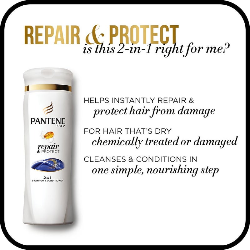 Pantene Pro-V 2 in 1 Shampoo & Conditioner, Repair & Protect with Keratin, 12.6 Ounce - Image 3