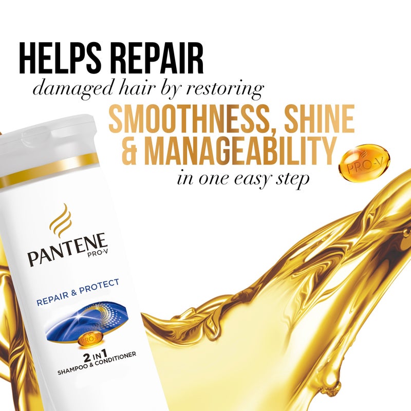 Pantene Pro-V 2 in 1 Shampoo & Conditioner, Repair & Protect with Keratin, 12.6 Ounce - Image 4