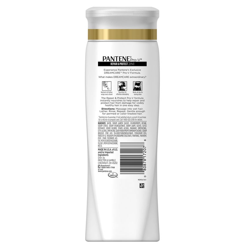 Pantene Pro-V 2 in 1 Shampoo & Conditioner, Repair & Protect with Keratin, 12.6 Ounce - Image 2