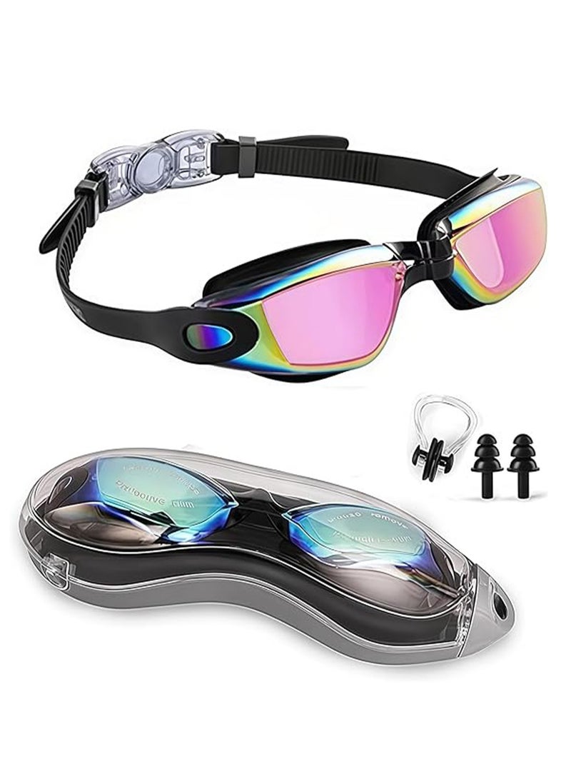 CMGTYYD Anti Fog Swimming Goggles, Adjustable Headband, UV Protection, Clear Vision. Equipped with Earplugs and Nose Clip, Suitable for Adult Men and Women Goggles - Image 1