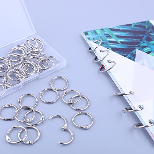AKONEGE 0.75 Inch Loose Leaf Binder Rings, (50 Pack) Small Office Book Rings, Nickel Plated Steel Binder Rings, Keychain Key Rings, Metal Book Rings, Index Card Rings Silver, for School, Home, Office - Image 3