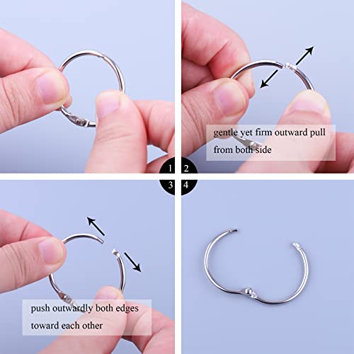 AKONEGE 0.75 Inch Loose Leaf Binder Rings, (50 Pack) Small Office Book Rings, Nickel Plated Steel Binder Rings, Keychain Key Rings, Metal Book Rings, Index Card Rings Silver, for School, Home, Office - Image 4