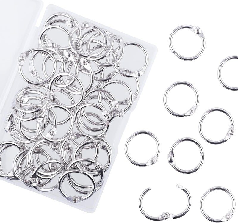 AKONEGE 0.75 Inch Loose Leaf Binder Rings, (50 Pack) Small Office Book Rings, Nickel Plated Steel Binder Rings, Keychain Key Rings, Metal Book Rings, Index Card Rings Silver, for School, Home, Office - Image 1