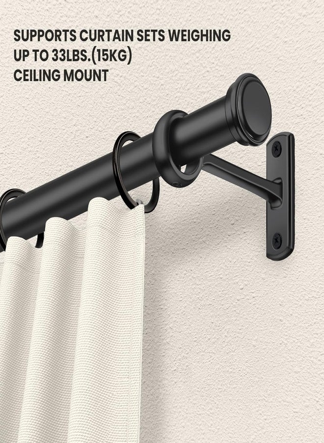 SOMINS 1 Inch Curtain Rods for Windows 48 to 84, Black Curtain Rod with Adjustable Length, Outdoor/Indoor Rustic Drapery Pole with Brackets, 48"-86" - Image 3