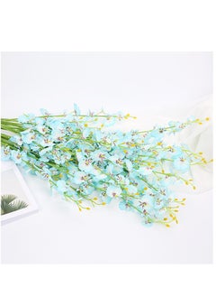 12-Piece Artificial Orchids Flower With Long Stem Blue/Green