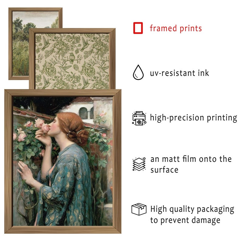 ANERZA 16 PCS Framed Vintage Wall Art Decor, French Country Wall Prints for Bedroom, Landscape Gallery Wall Frame Set, Farmhouse Posters for Living Room Aesthetic, Rustic Collage Kit, Dorm Home Decor - Image 3