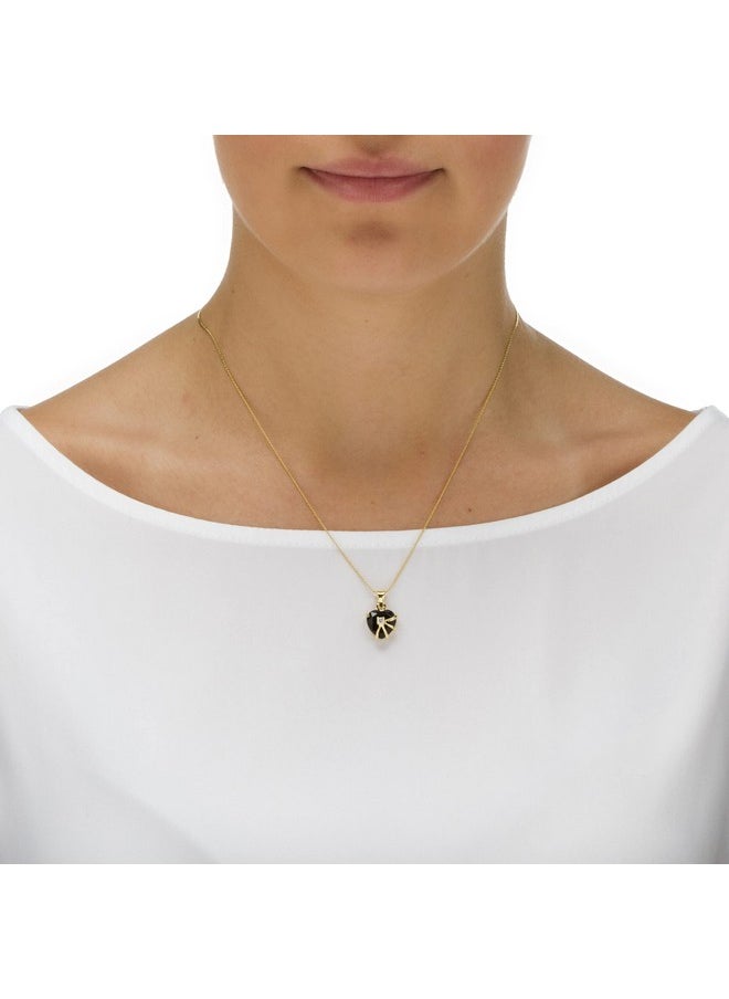 Palm Beach Jewelry Palmbeach Yellow Goldplated Heart Shaped Natural Black Onyx Pendant (12Mm) With 18 Inch Chain  - Image 3
