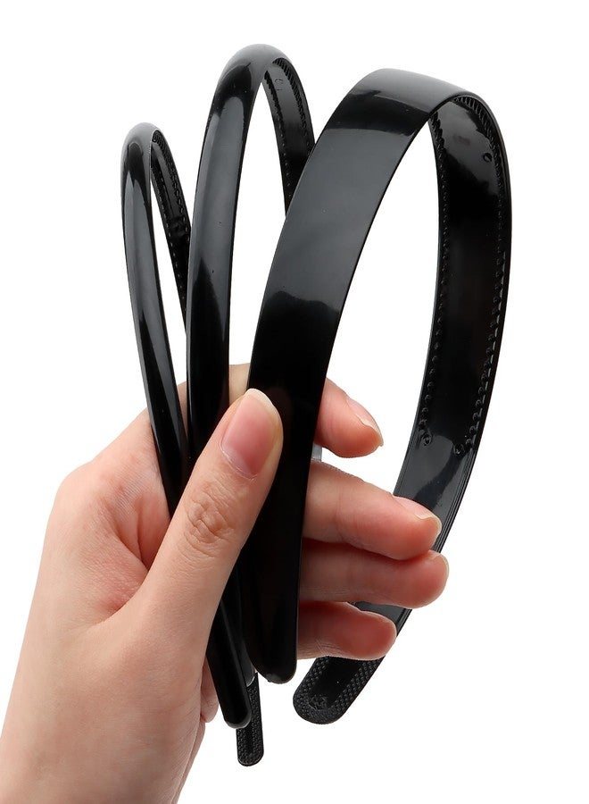 AMCAMI 3 Pieces Plastic Headbands Black Headbands for Women Non Slip Comb Plain Head Band with Teeth Hair Accessories - Image 1