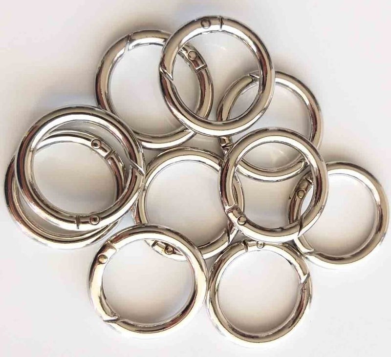 Angel Çanta Aksesuar Angel Bag Accessory 10LU 2.5 cm Silver Color Spring Ring For Knitting Bag