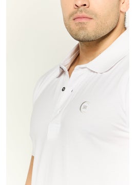 CERRUTI 1881 Men Regular Fit Embroidered Logo Short Sleeve Polo Shirts, White  - Image 3