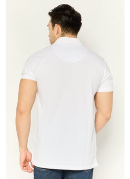 CERRUTI 1881 Men Regular Fit Embroidered Logo Short Sleeve Polo Shirts, White  - Image 4