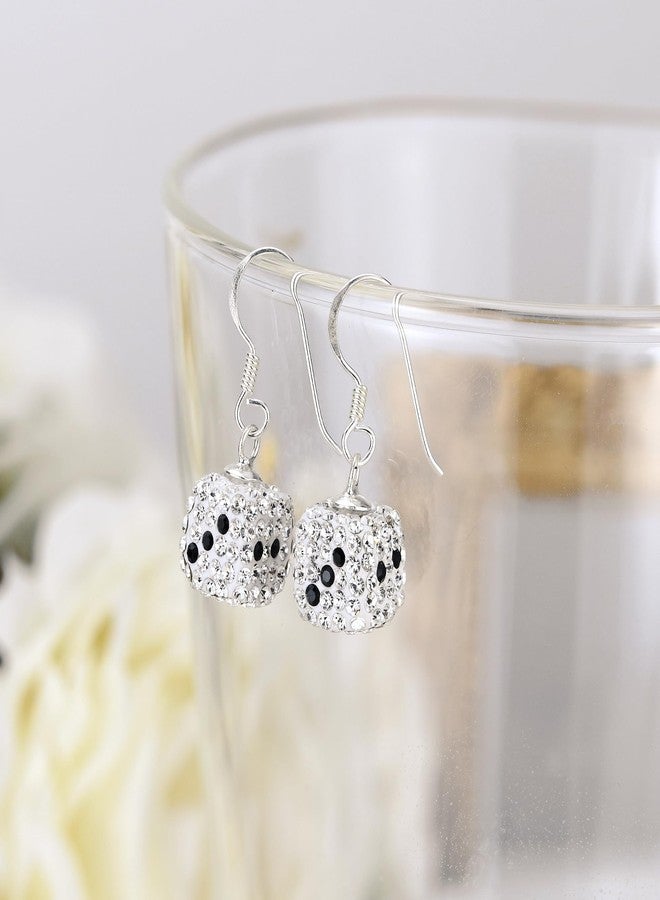 ايرافيدا أقراط متدلية من الفضة الإسترليني عيار 925 بتصميم مكعبات ثلاثية الأبعاد مرصعة بالزركونيا المكعبة من إيرافيدا، مقاس 10 مم | أقراط بتصميم مكعبات هندسية مرحة للنساء | أقراط خفيفة الوزن بخطاف من حجر شفاف - Image 5