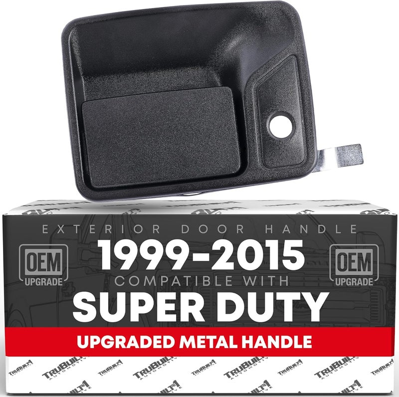 T1A Exterior Front Passenger Door Handle Replacement, Upgraded Metal - Compatible with 1999-2016 Ford F-Super Duty F-250 F-350 F-450 F-550 - Texture Black with Keyhole - OEM 7C3Z-2522404 - Image 1