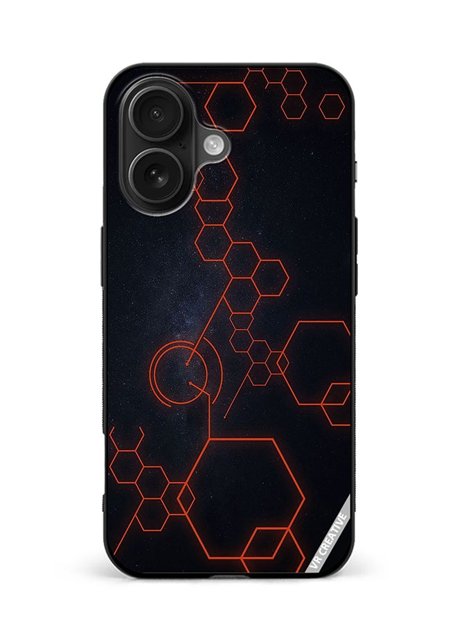 Protective Case Cover For Apple iPhone 16 Abstract Hexagon Design Multicolour