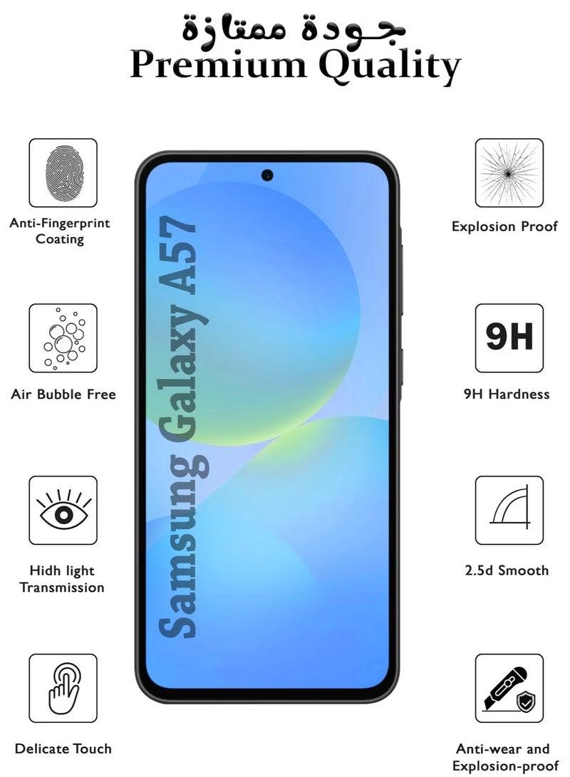 Clear Tempered Glass Screen Protector for Samsung Galaxy A57 Anti-Scratch Anti-Shatter Compatible with In-Display Fingerprint - Image 2