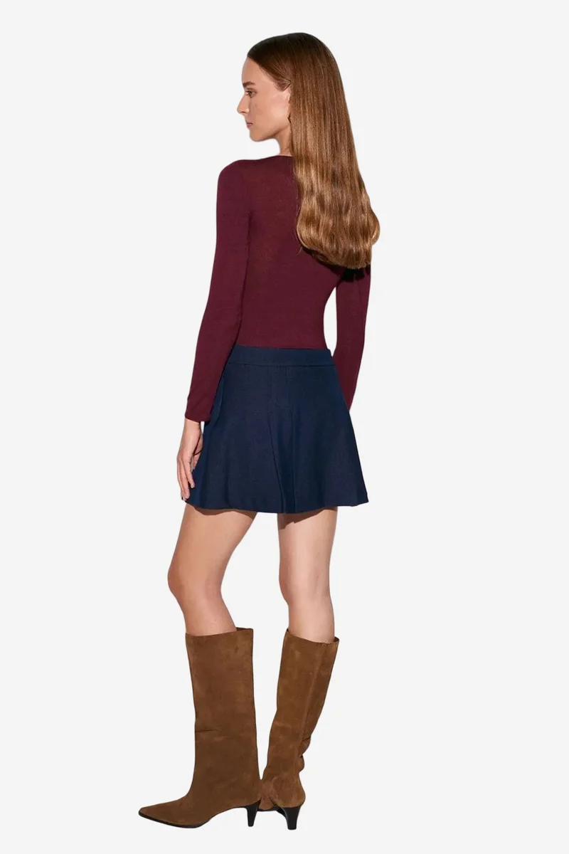 Dilvin Navy Blue DILVIN High-Waist Mini Skater Skirt for Women | Best Price UAE