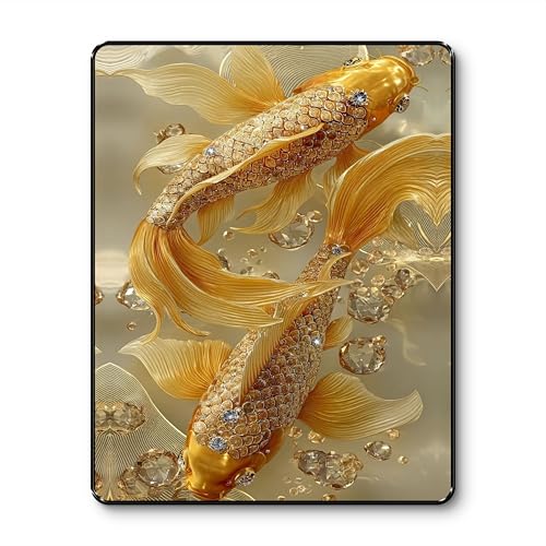 SAF Luxury 3D Golden Koi Fish Wall Art for Wealth & Prosperity | Black Frame Sparkle Lamination Vastu Painting | Feng Shui Lucky Fish Wall Decor for Home & Office (14 Inch x 11 Inch) K-36118 - Image 1