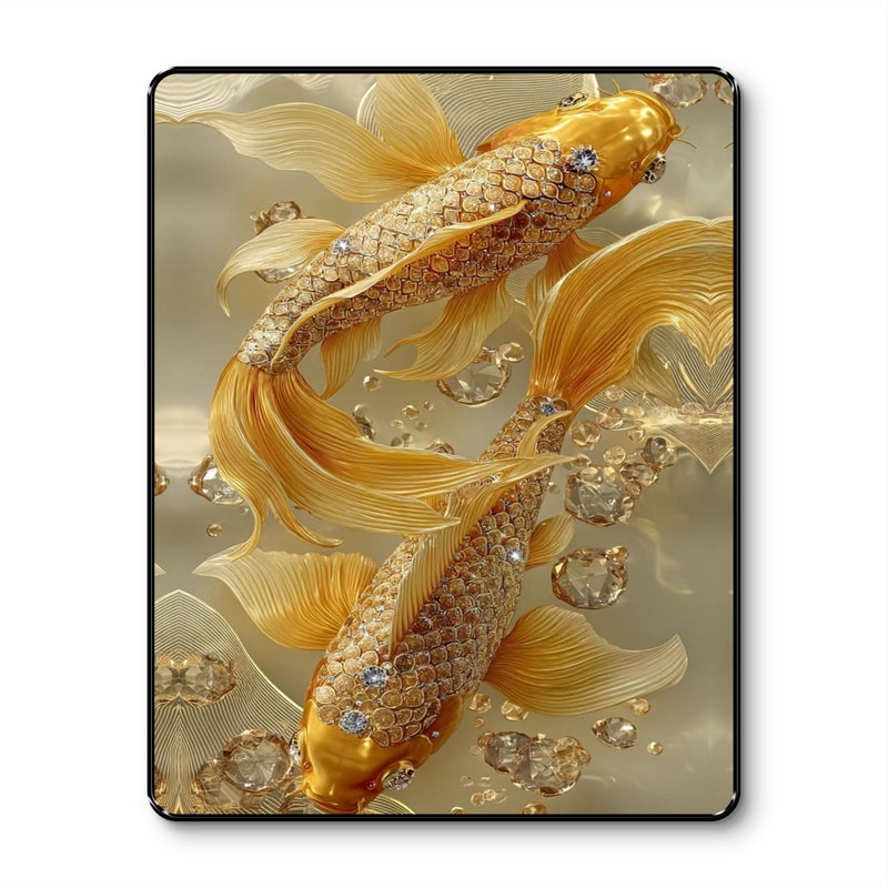 SAF Luxury 3D Golden Koi Fish Wall Art for Wealth & Prosperity | Black Frame Sparkle Lamination Vastu Painting | Feng Shui Lucky Fish Wall Decor for Home & Office (14 Inch x 11 Inch) K-36118 - Image 2