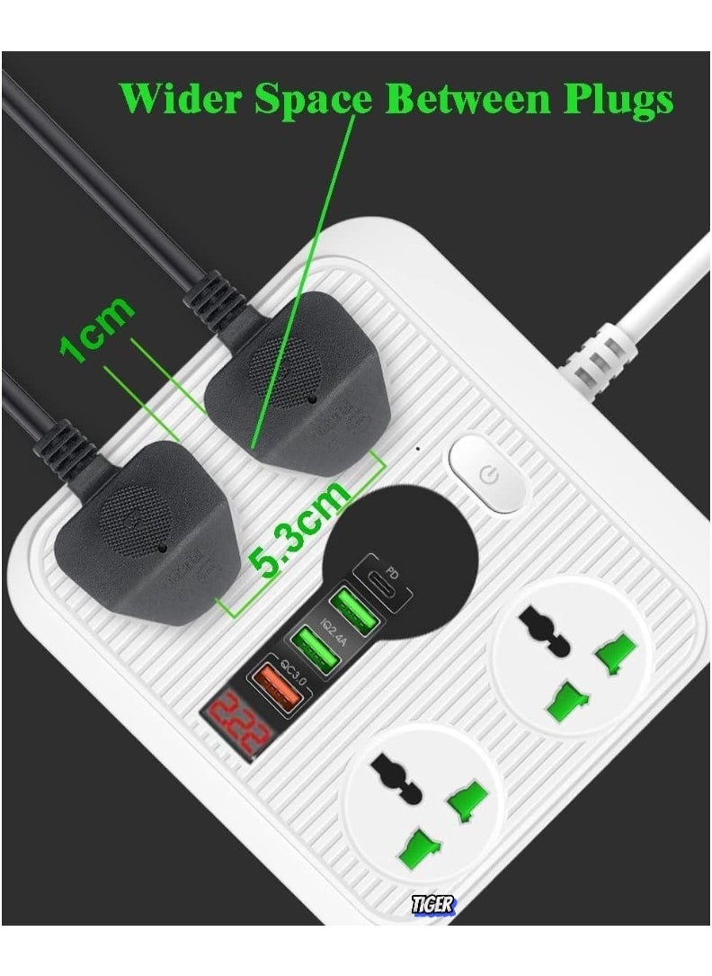 JAJEEK Power Strip Surge Protector with USB, 4 AC Outlets & 3 USB Ports (1 PD), Flat Plug Extension Cord, 6ft Power Cord, Compact Desktop Socket for Travel, Home, and Office – Safe and Convenient Power Solution - Image 2