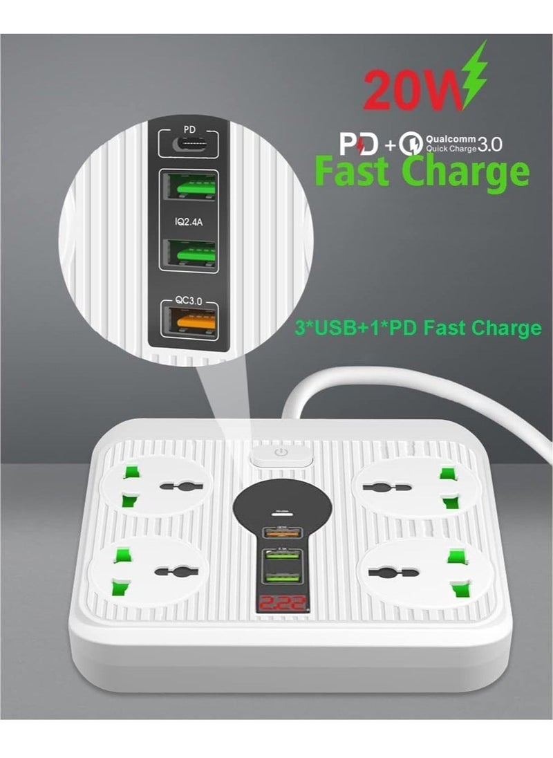 JAJEEK Power Strip Surge Protector with USB, 4 AC Outlets & 3 USB Ports (1 PD), Flat Plug Extension Cord, 6ft Power Cord, Compact Desktop Socket for Travel, Home, and Office – Safe and Convenient Power Solution - Image 3