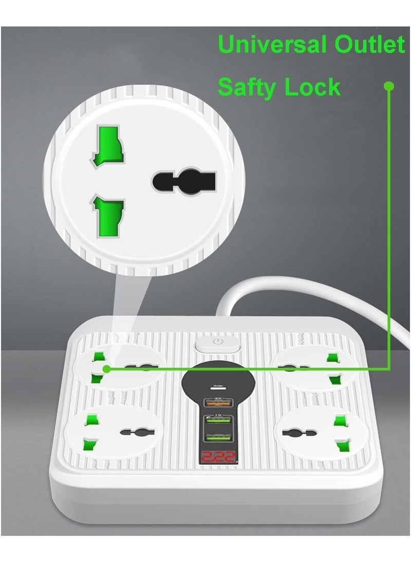 JAJEEK Power Strip Surge Protector with USB, 4 AC Outlets & 3 USB Ports (1 PD), Flat Plug Extension Cord, 6ft Power Cord, Compact Desktop Socket for Travel, Home, and Office – Safe and Convenient Power Solution - Image 5
