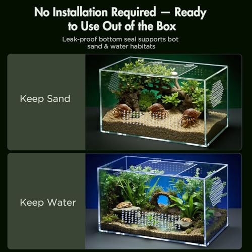 CourtyardAid Acrylic Reptile Terrarium, Pre-Assembled Tarantula Enclosure with All-Side Ventilation & Magnetic Door, Tank for Spider, Gecko, Mantis, Frog, Snail, Isopods, 12"x7"x7" (Tweezer & Hygrometer Included) - Image 4
