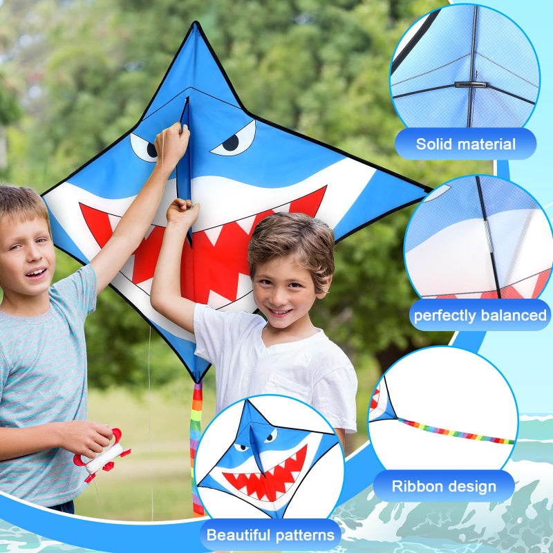 Leitee 6 Pack Large Kite for Kids and Adults Butterfly Kite for Kids Age 4-8-12 Dragonfly Owl Parrot Eagle Goldfish Teens Toy Easy to Fly for Game Beach Outdoor Activities Gifts(Ocean Style) - Image 3
