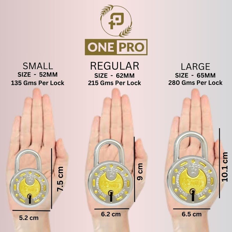 ONEPRO Azco Round Locks Multiple Keys Padlocks 52mm 65mm Steel Levers Double Locking, Strong Hardened Shackle Lock and Key for Home Door Shutter Shop Office Main Gate (6 Keys Sport 50mm Pack of 1) - Image 2