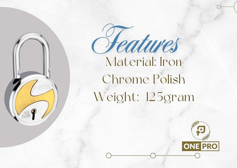 ONEPRO Azco Round Locks Multiple Keys Padlocks 52mm 65mm Steel Levers Double Locking, Strong Hardened Shackle Lock and Key for Home Door Shutter Shop Office Main Gate (6 Keys Sport 50mm Pack of 1) - Image 4
