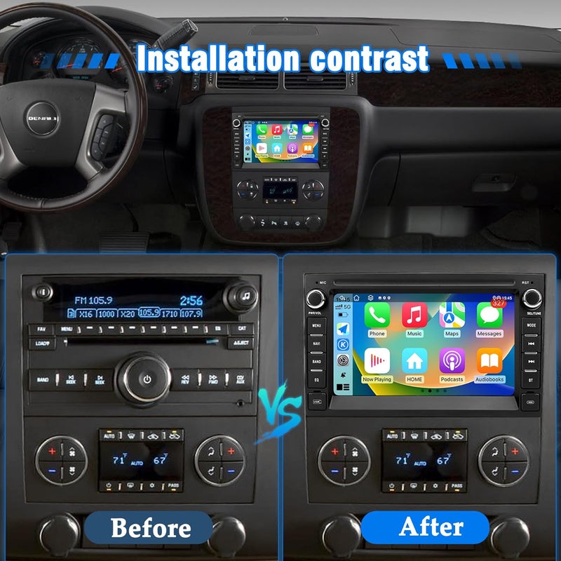 Gdienty Car Stereo Radio for Chevrolet Silverado Tahoe GMC Sierra Yukon - Android 13, 6GB RAM, 128GB Storage, 7 Inch Touchscreen with CarPlay and Android Auto - Image 2