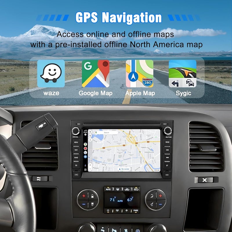 Gdienty Car Stereo Radio for Chevrolet Silverado Tahoe GMC Sierra Yukon - Android 13, 6GB RAM, 128GB Storage, 7 Inch Touchscreen with CarPlay and Android Auto - Image 4