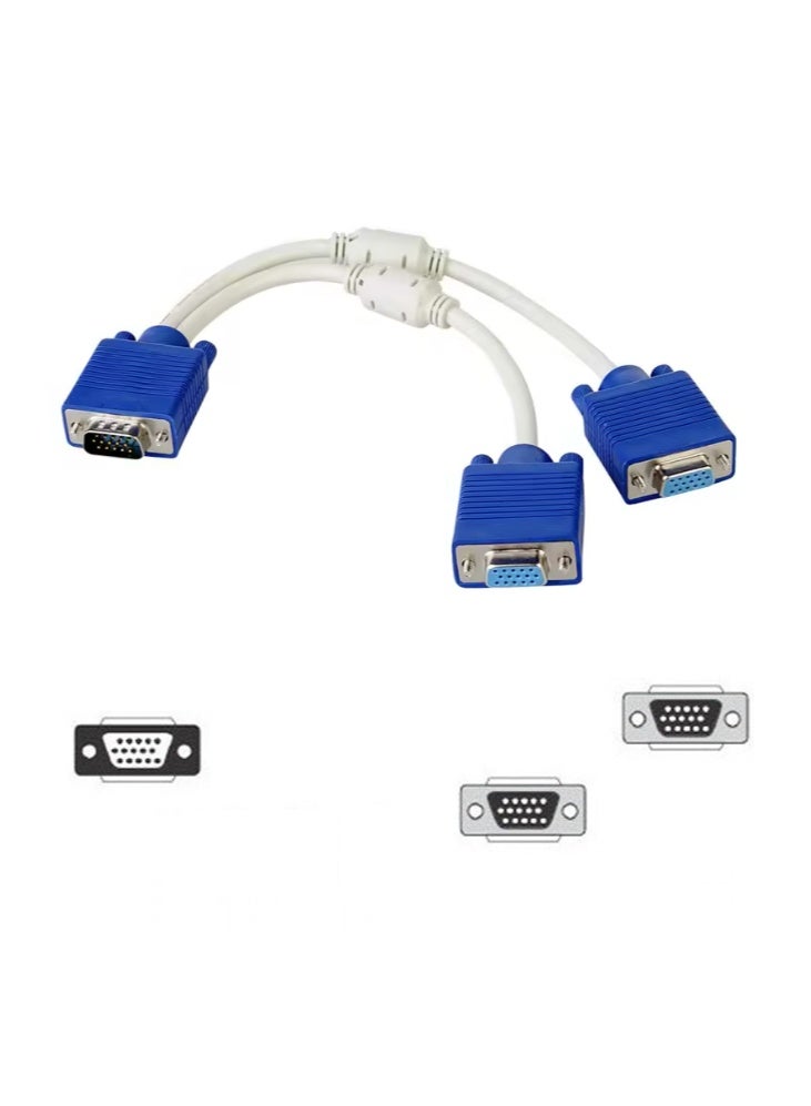 FUJISHKA VGA 1 Male to 2 Female Splitter + 2 x 3M VGA 15-Pin Cables – High Quality Video Extension - Image 4