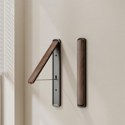 HGZBS Retractable Wall Mounted Drying Rack - Foldable Clothes Hanger in Walnut or Oak Color for Laundry Room, Closet & Balcony (Walnut, 1 Rack) - Image 1