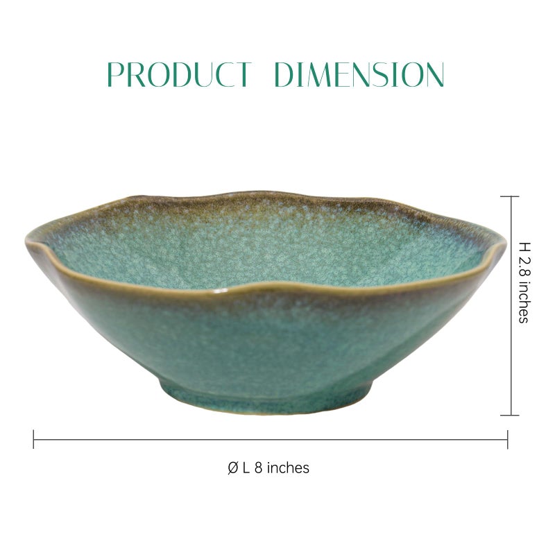 KROUJITY Decorative Bowl 7.6'' Ceramic, Ruffle Catch All Key Bowls for Entryway Table, Coffee Table Bowl Decor, Handcrafted Large Decorative Bowl, Pottery Purse Potpourri Bowl - Image 5