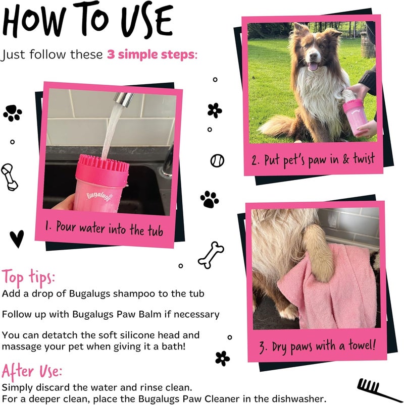 Bugalugs Paw Cleaner Cup For Dogs & Cats Pink - PINK/LARGE - Image 5