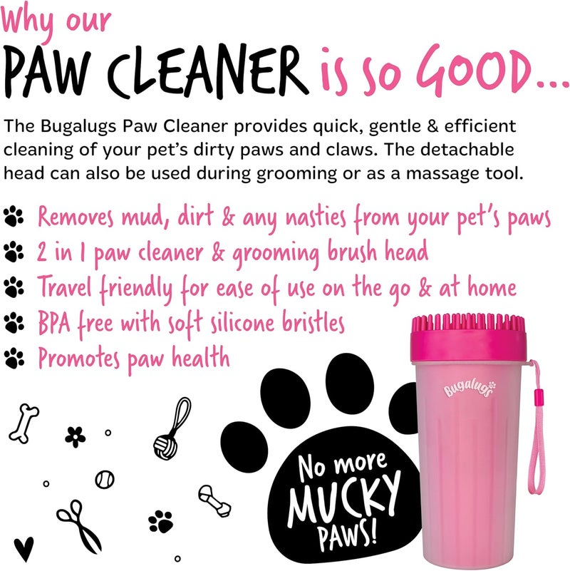 Bugalugs Paw Cleaner Cup For Dogs & Cats Pink - PINK/LARGE - Image 3