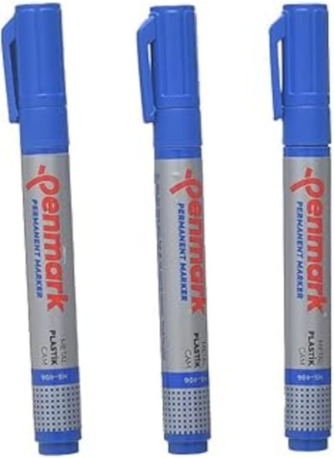 Penmark HS-406 High Quality Metallic Permanent Pen Set Of 3 Pcs. - Blue
