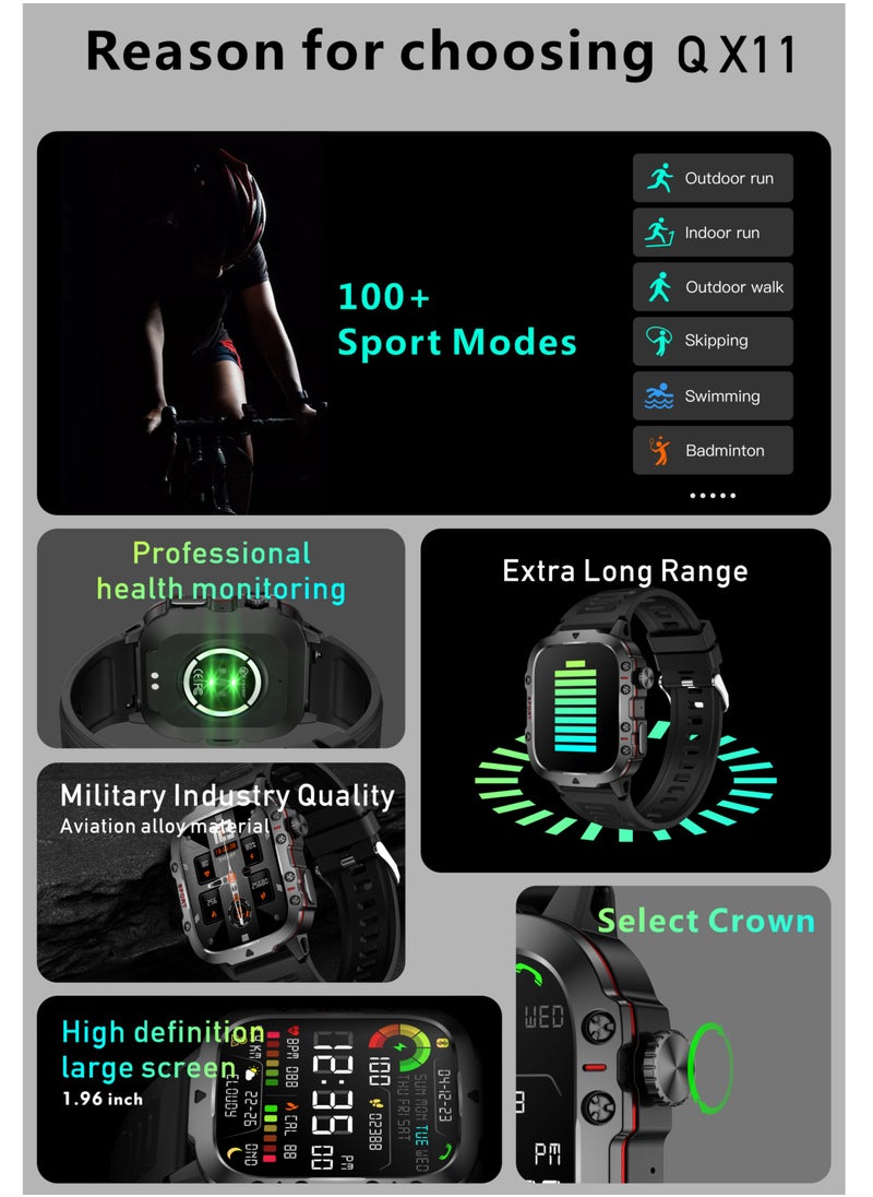 LIGE LIGE 1.96 HD Screen 420 mAh Sports Smart Watch Men Waterproof Bluetooth Calling Health Monitoring 100+ Sports Mode Men Smart Watches  - Image 5