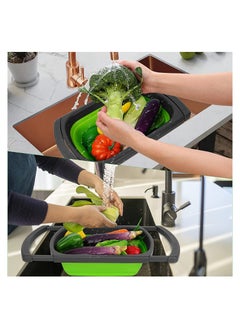 ONELINE 5 Piece Kitchen Set Collapsible Colanders Vegetable Peeler Baking Brush Over the Sink Strainer with Extendable Handles Folding Strainer for Fruits Vegetables and Pasta  - Image 4