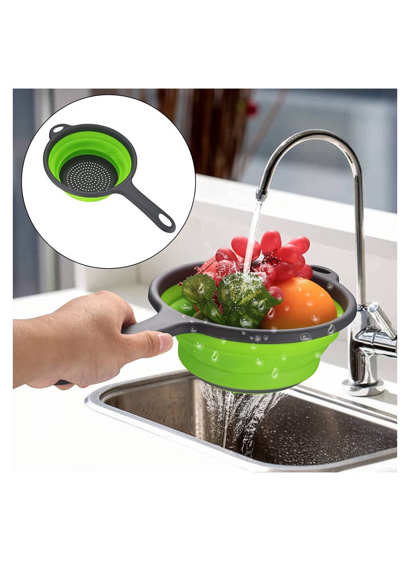 ONELINE - 5 Piece Kitchen Set Collapsible Colanders Vegetable Peeler Baking Brush Over the Sink Strainer with Extendable Handles Folding Strainer for Fruits Vegetables and Pasta - Image 1