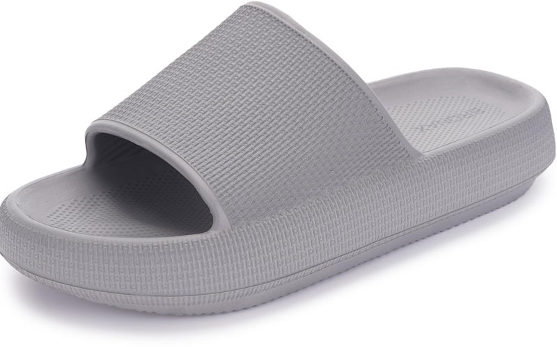 BRONAX Pillow Slippers for Women and Men | House Slides Shower Sandals | Cushioned Thick Sole 39-40 Grey - Image 1