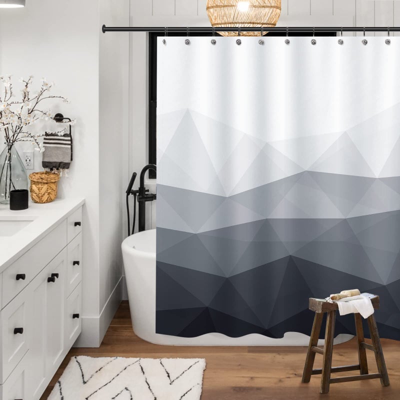 Sunlit Designer Shower Curtain  Popular Shower Curtain  Ombre Cool Gray Fabric Shower Curtains for Bathroom Decor  Contemporary Bathroom Curtains - Image 2