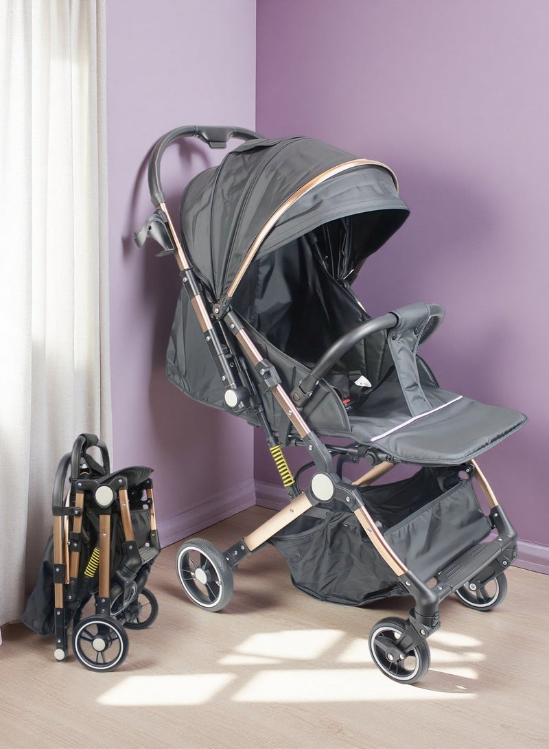 Foldable Two-way One-click Ultra Lightweight Travel Stroller with Adjustable Canopy Foldable Storage Basket Comfortable Shock Absorbent Multi Position Reclining Seat NO.1105 - Image 1
