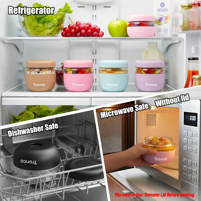 Tronco 16 oz Glass Food Storage Containers with Lids, Airtight, Leak & Spill Proof Glass Lunch Bowls for Meal Prep, Salad, Yogurt, Soup & Stew, Microwave & Dishwasher Safe, BPA-Free, Set of 1 - Image 3