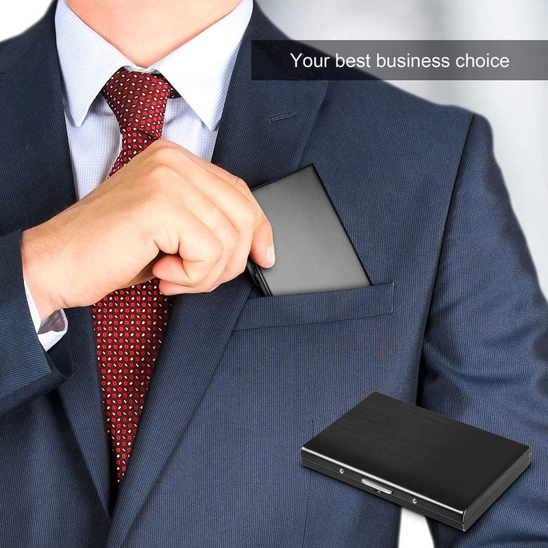 Khakhi Stainless Steel Professional Business Card/Debit Credit Card Holders for Men & Women (Black-H) - Image 2